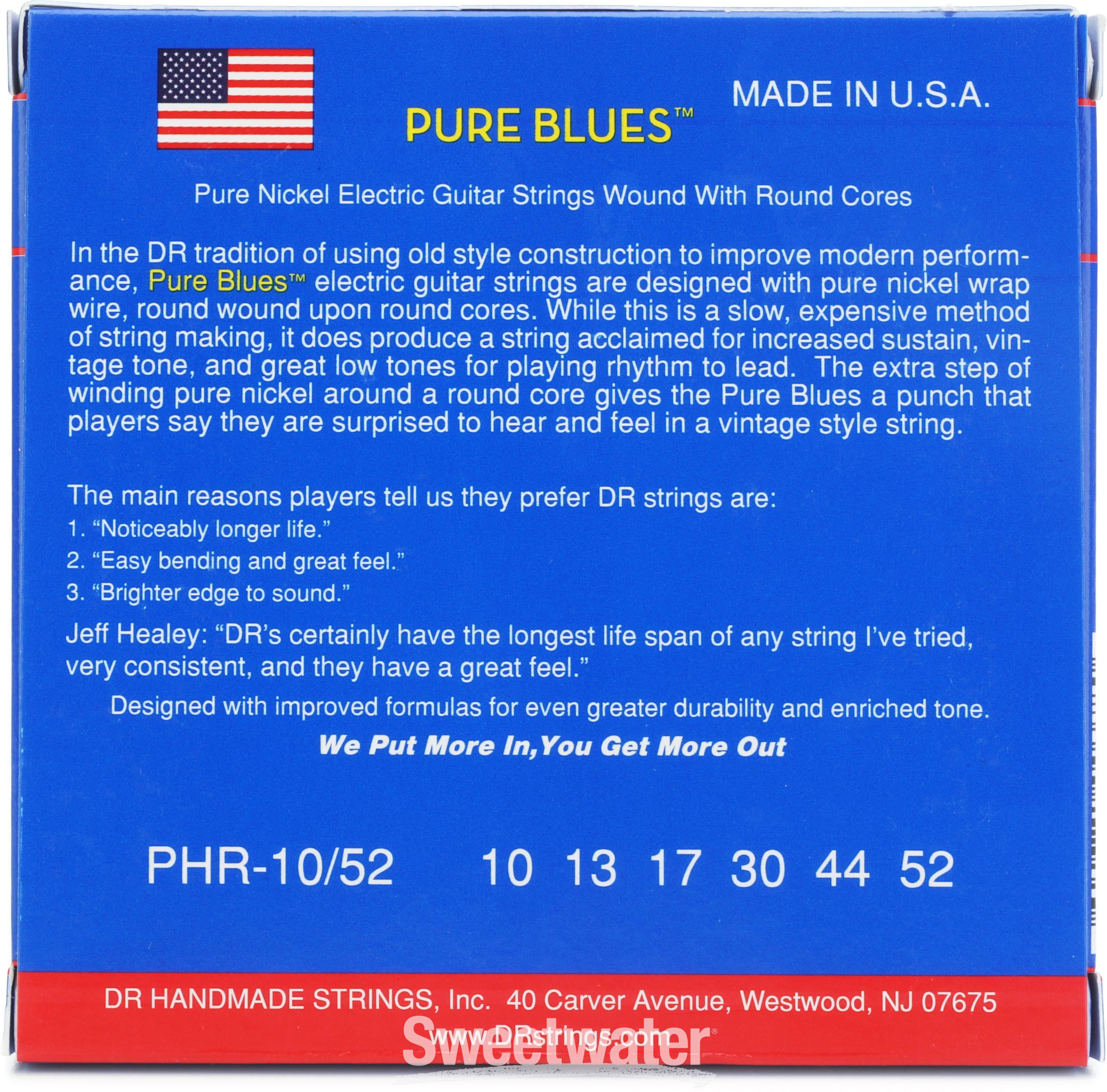 DR Strings PHR 10 52 Pure Blues Pure Nickel Electric Guitar