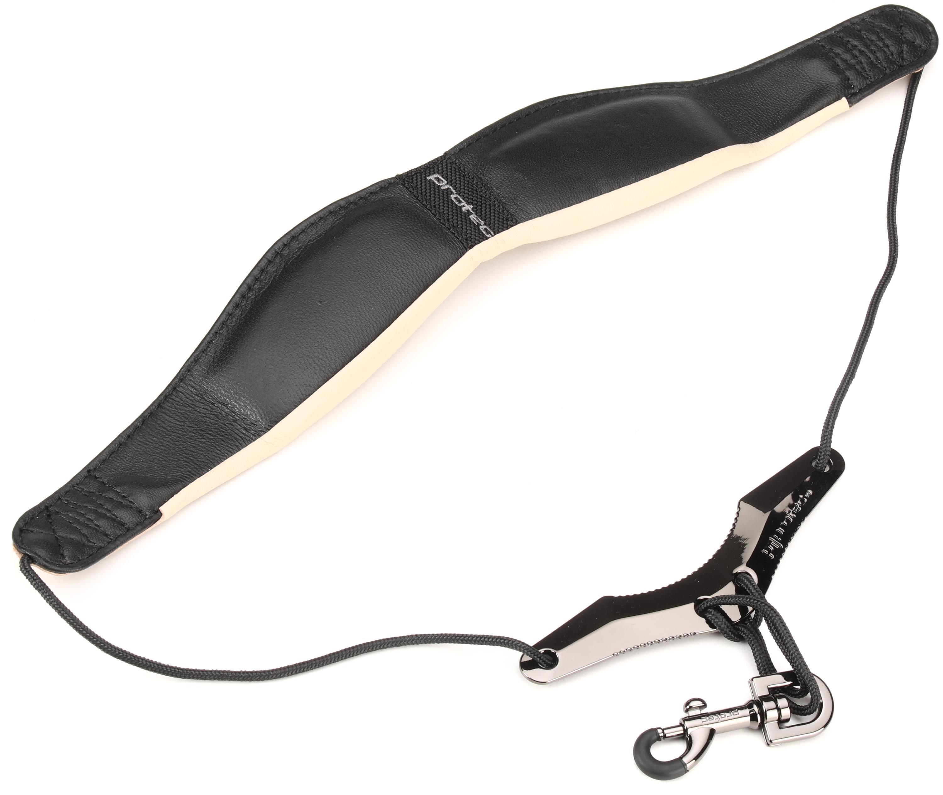 Protec Less-Stress Leather Saxophone Neck Strap - 22 inches, Black