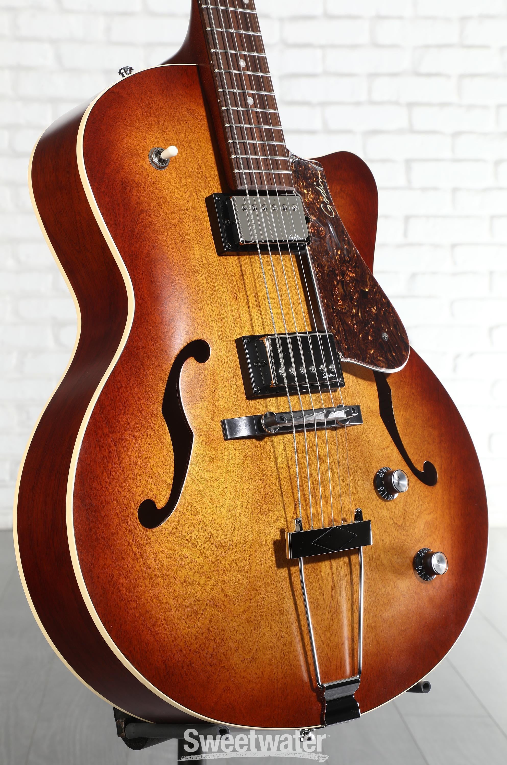 Photo of Godin 5th Avenue CW Kingpin II HB Hollowbody Electric Guitar - Cognac Burst