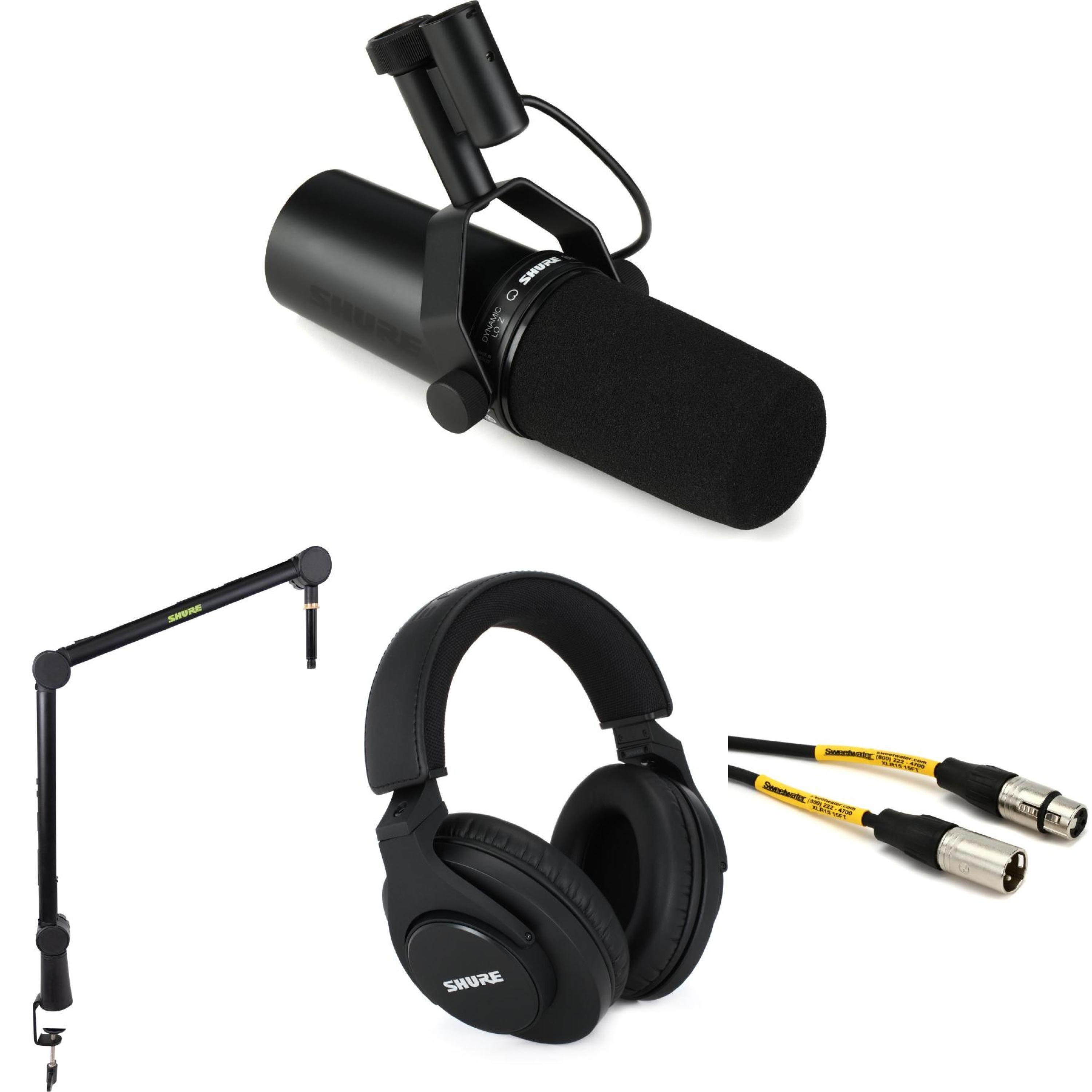 Shure MV7-S Podcast Microphone and SRH440A Pro Headphones Bundle