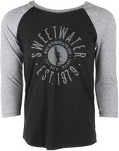 Product Image - This Item - Sweetwater Circle Graphic 3/4-sleeve Raglan T-shirt - Heather Gray/Vintage Black, Large