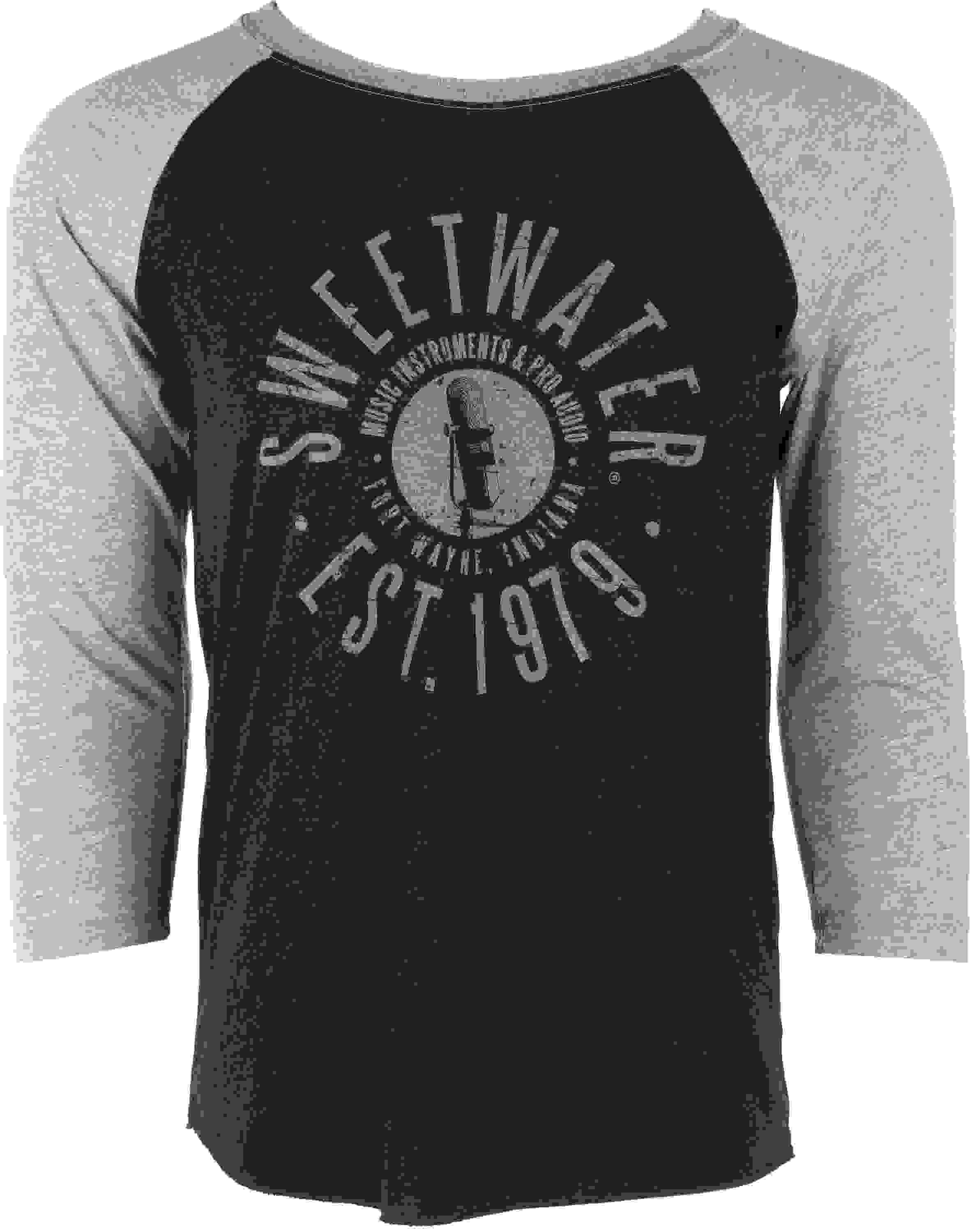 Sweetwater Circle Graphic 3/4-sleeve Raglan T-shirt - Heather Gray/Vintage Black, Large
