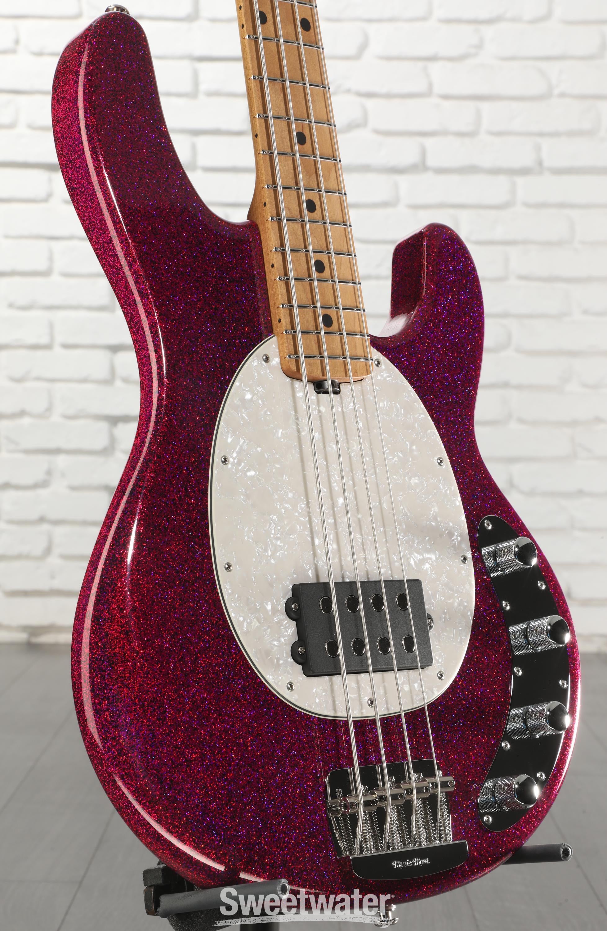 Photo of Ernie Ball Music Man StingRay Special Electric Bass Guitar - Soda Pink Sparkle, Roasted Maple Fingerboard