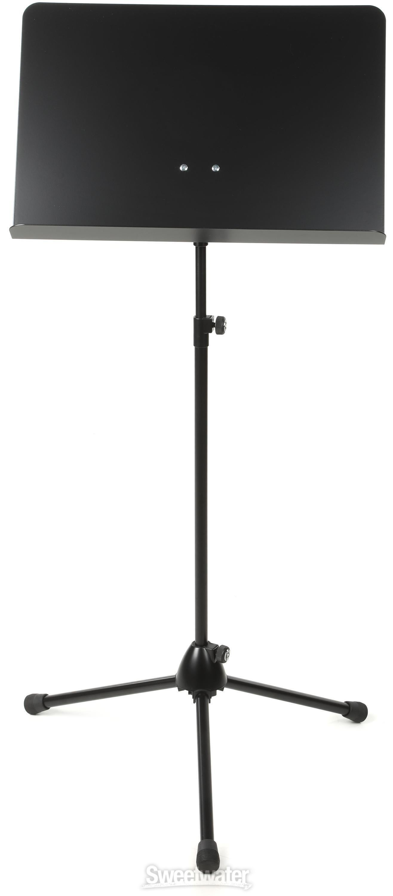 K&M 118/1 Orchestra Music Stand - Black with Black Aluminum Desk