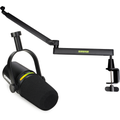 Photo of Shure MV7+ Hybrid Podcast Microphone with Low-profile Desk Boom Stand - Black