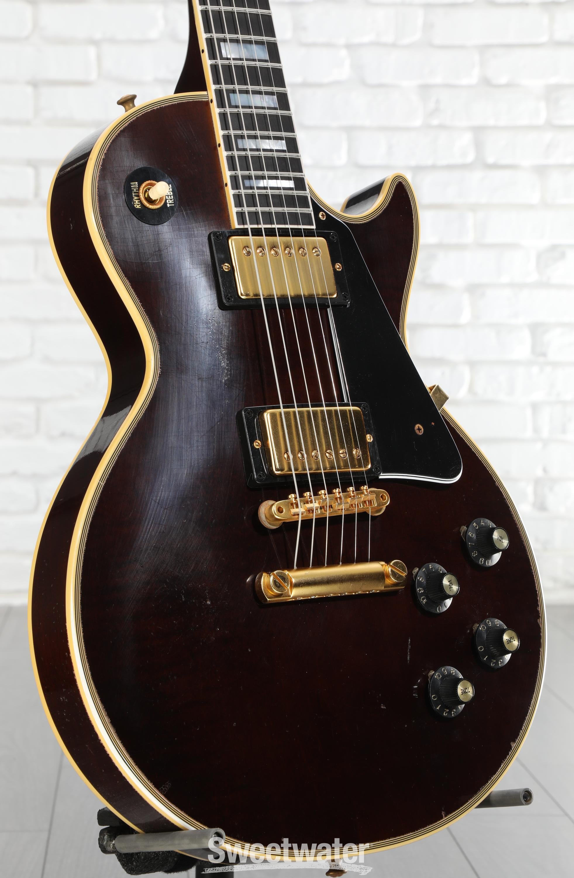 Photo of Gibson Custom 1968 Les Paul Custom Electric Guitar - Dark Walnut, Light Aged