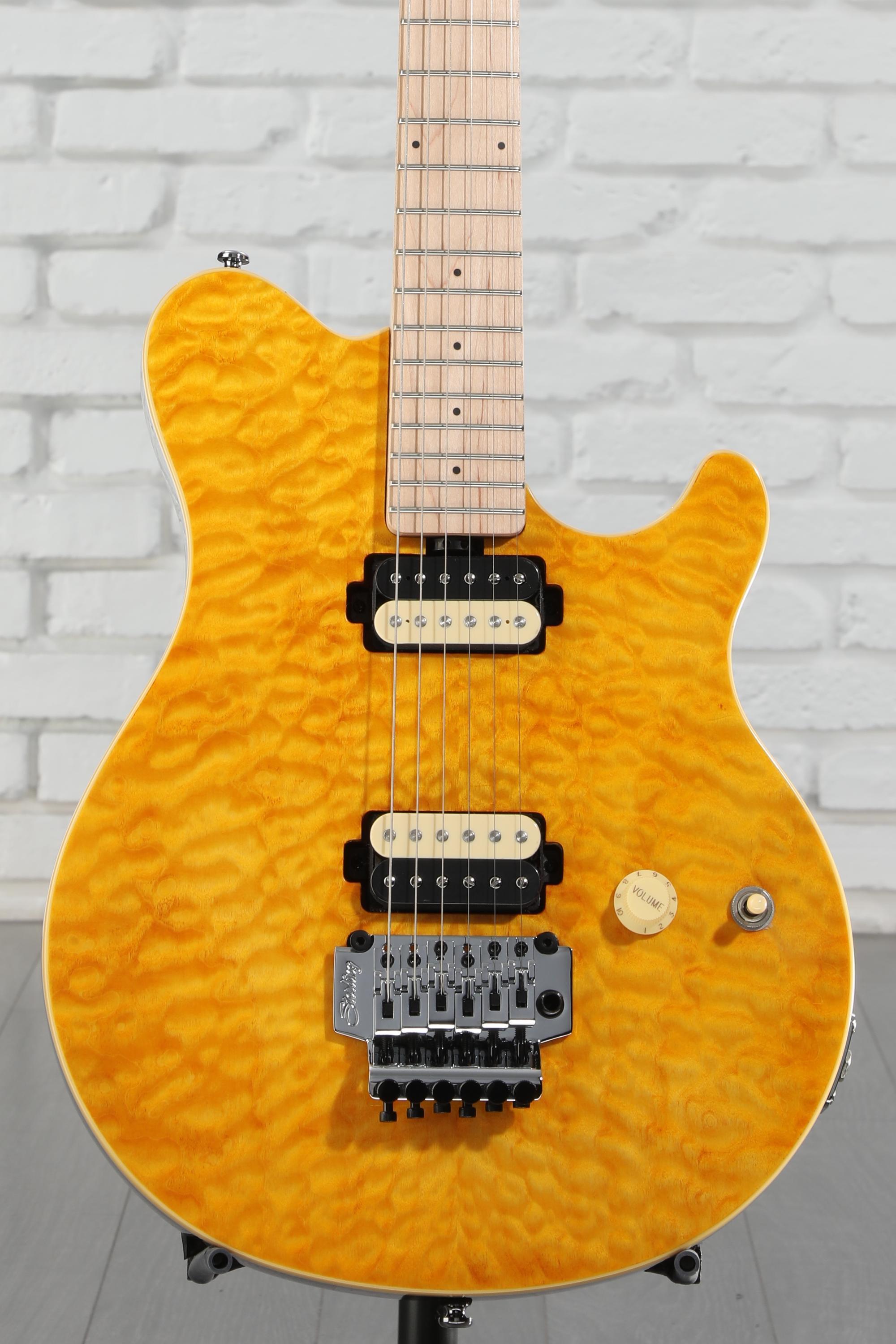 ギター Sterling MusicMan AXIS AX40 Trans Gold Sterling By Music Man Axis Quilted Maple Electric Guitar - Trans