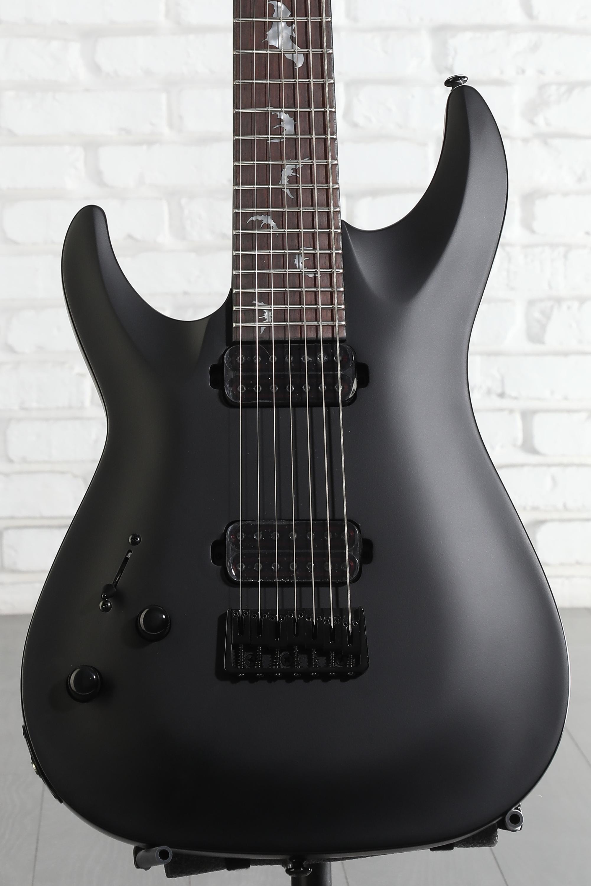 Schecter Damien-7 SBK Left-handed Electric Guitar - Satin Black