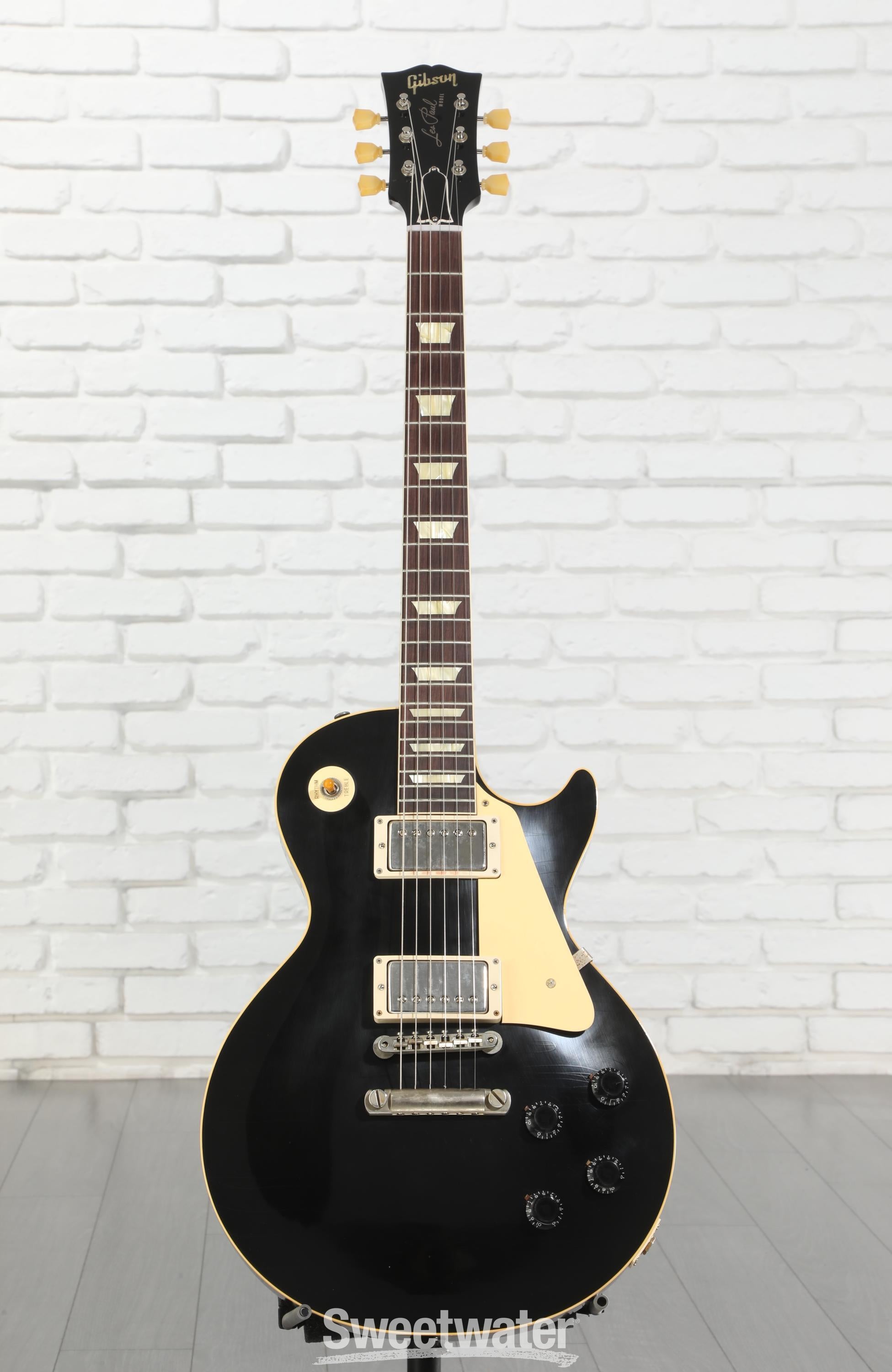 ギター Gibson LP Standard Ebony Black Gibson Custom Dealer Select 1958 Les Paul Standard Electric Guitar