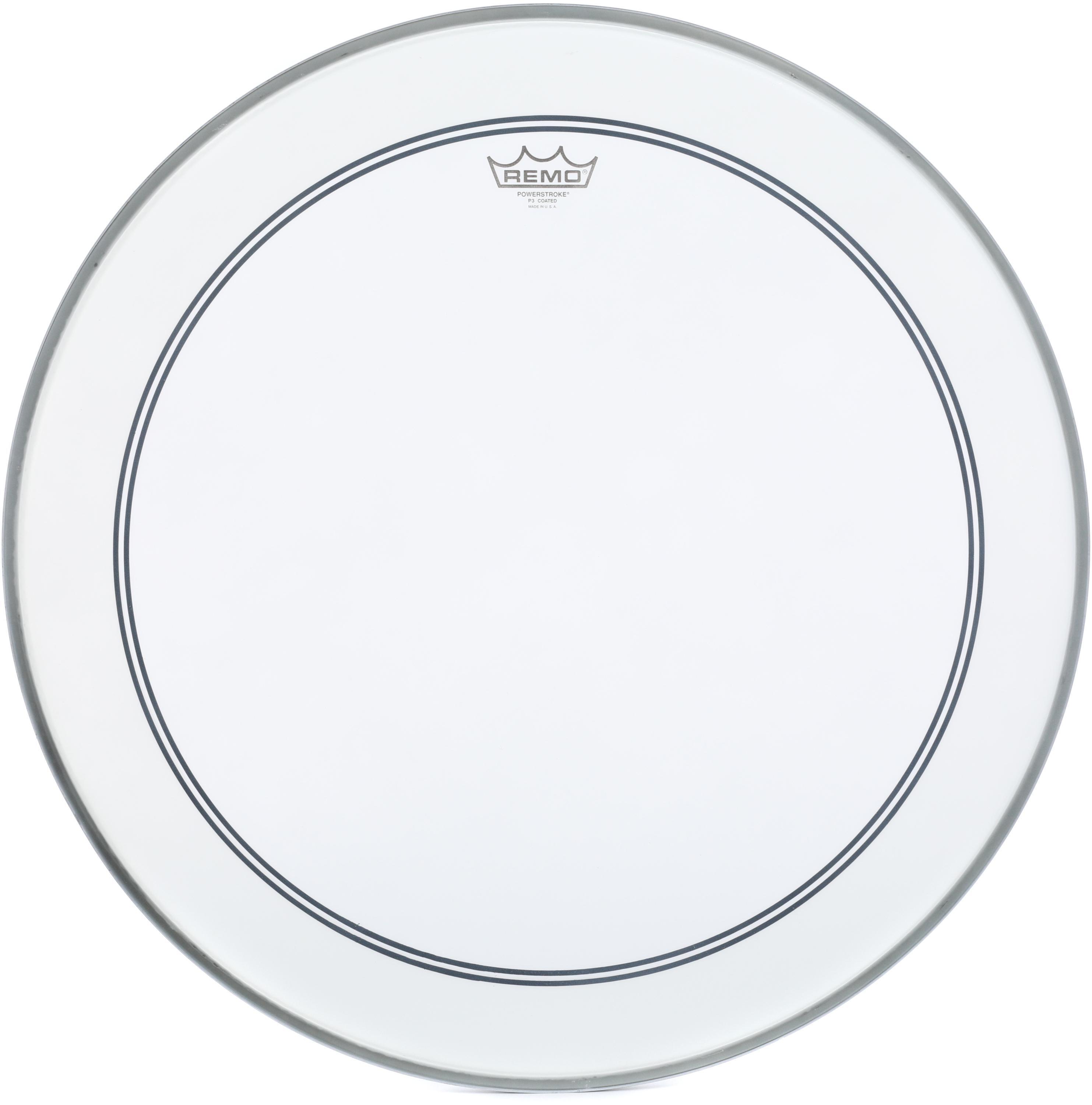 Photo of Remo Powerstroke P3 Coated Bass Drumhead - 24 inch with 2.5 inch Impact Pad