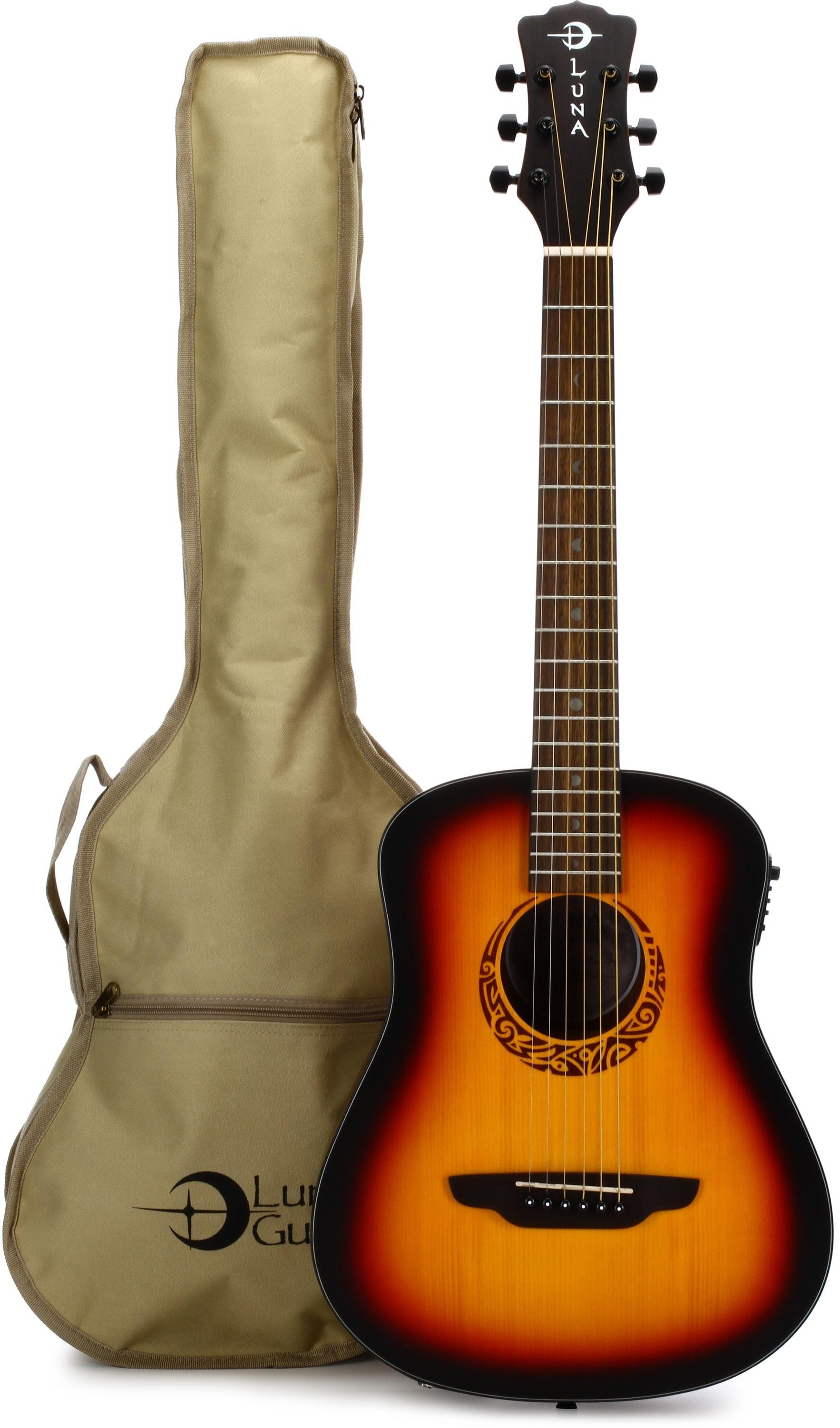 Luna Safari Tribal Left-handed Travel Acoustic-electric Guitar