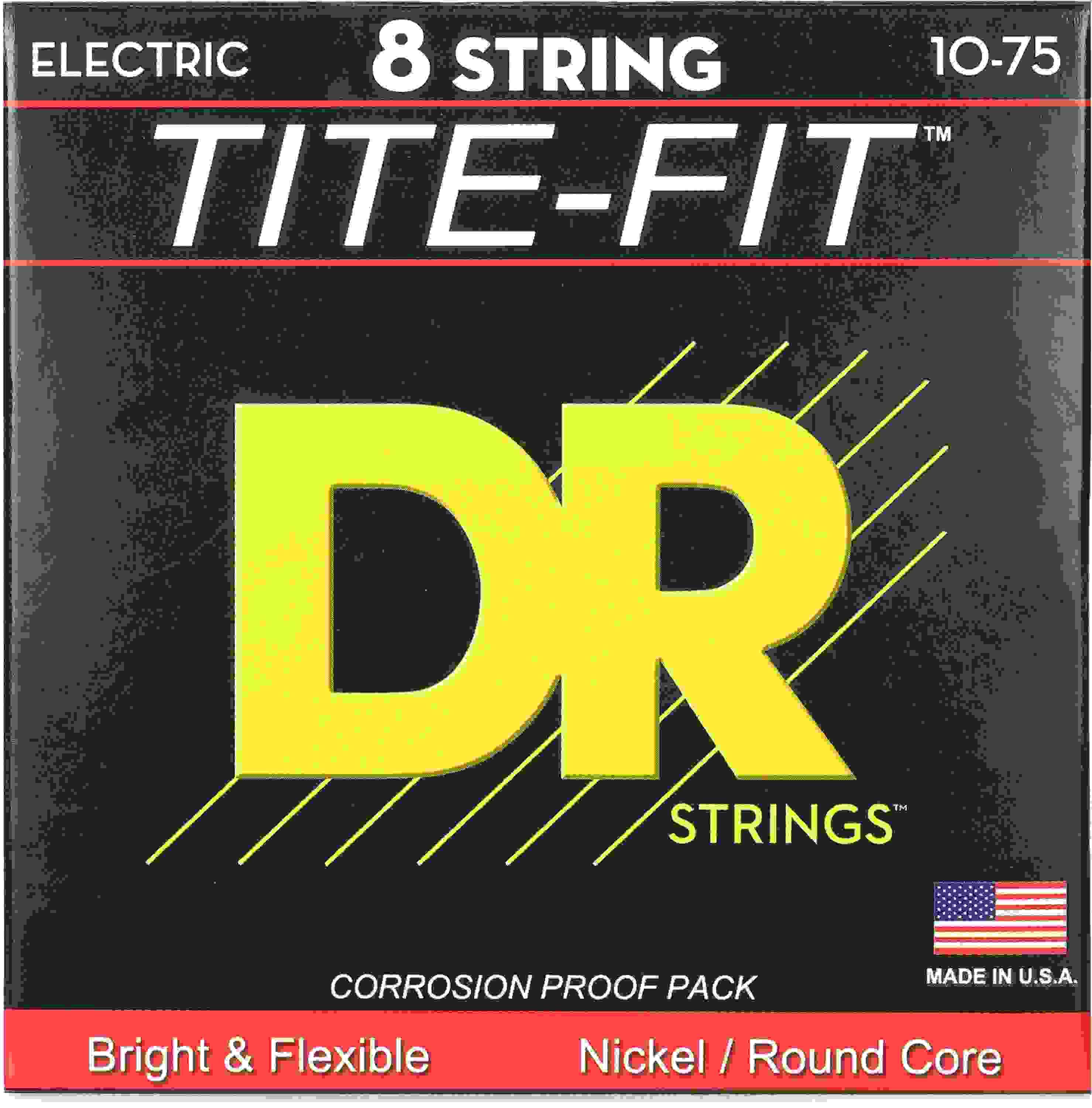 DR Strings TF8-10 Tite-Fit Compression Wound 8-string Electric Guitar Strings - .010-.075