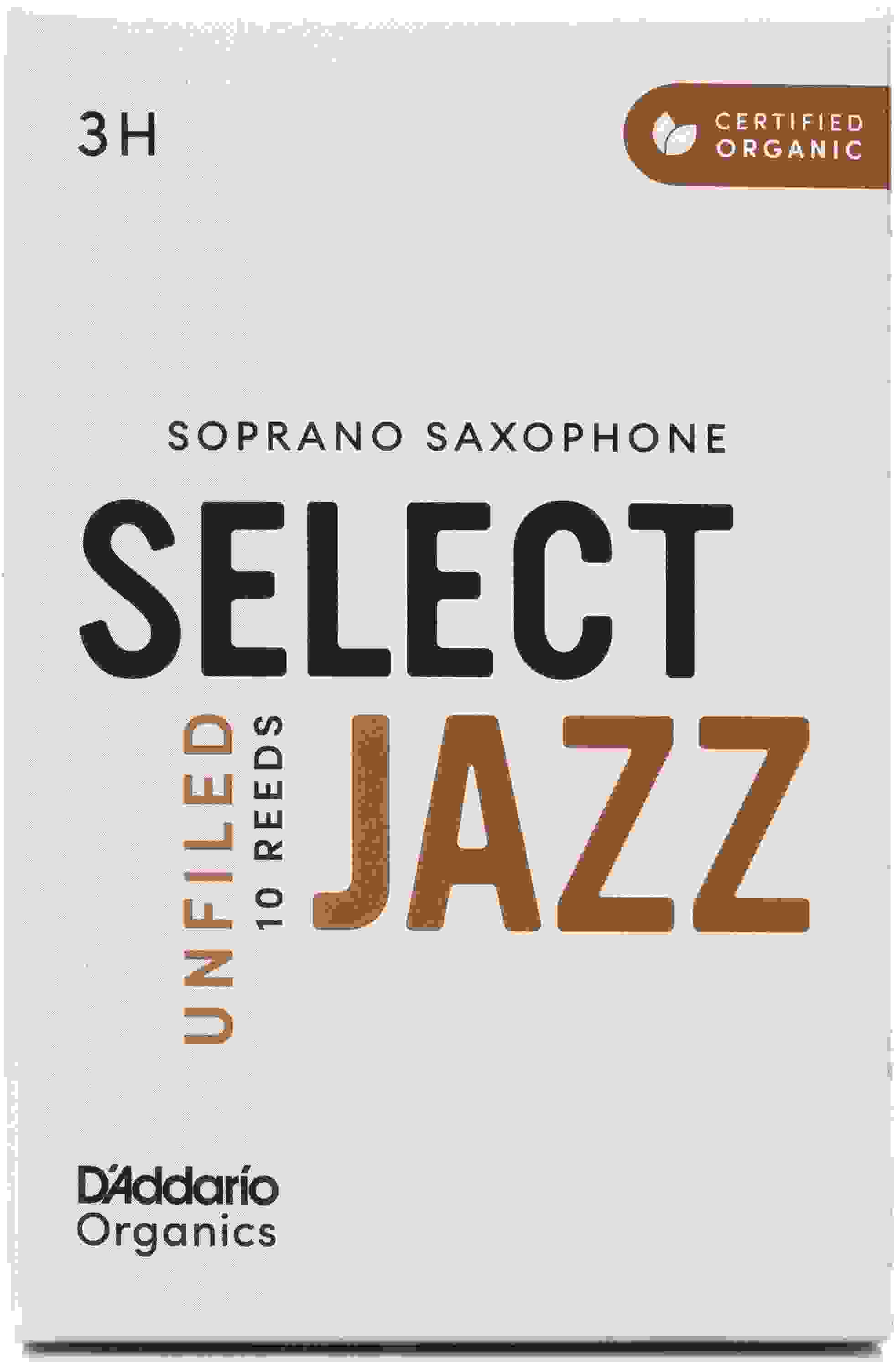 D'Addario Organics Select Jazz Unfiled Soprano Saxophone Reeds - 3 Hard (10-pack)