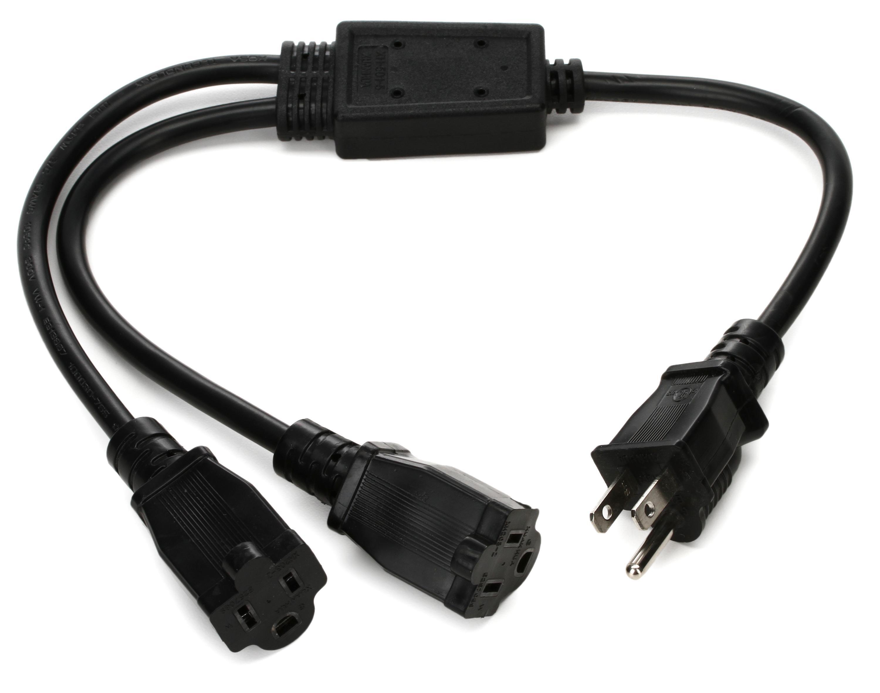 Hosa YAC-407 18-gauge NEMA 5-15P to Dual NEMA 5-15R Power Y Cable