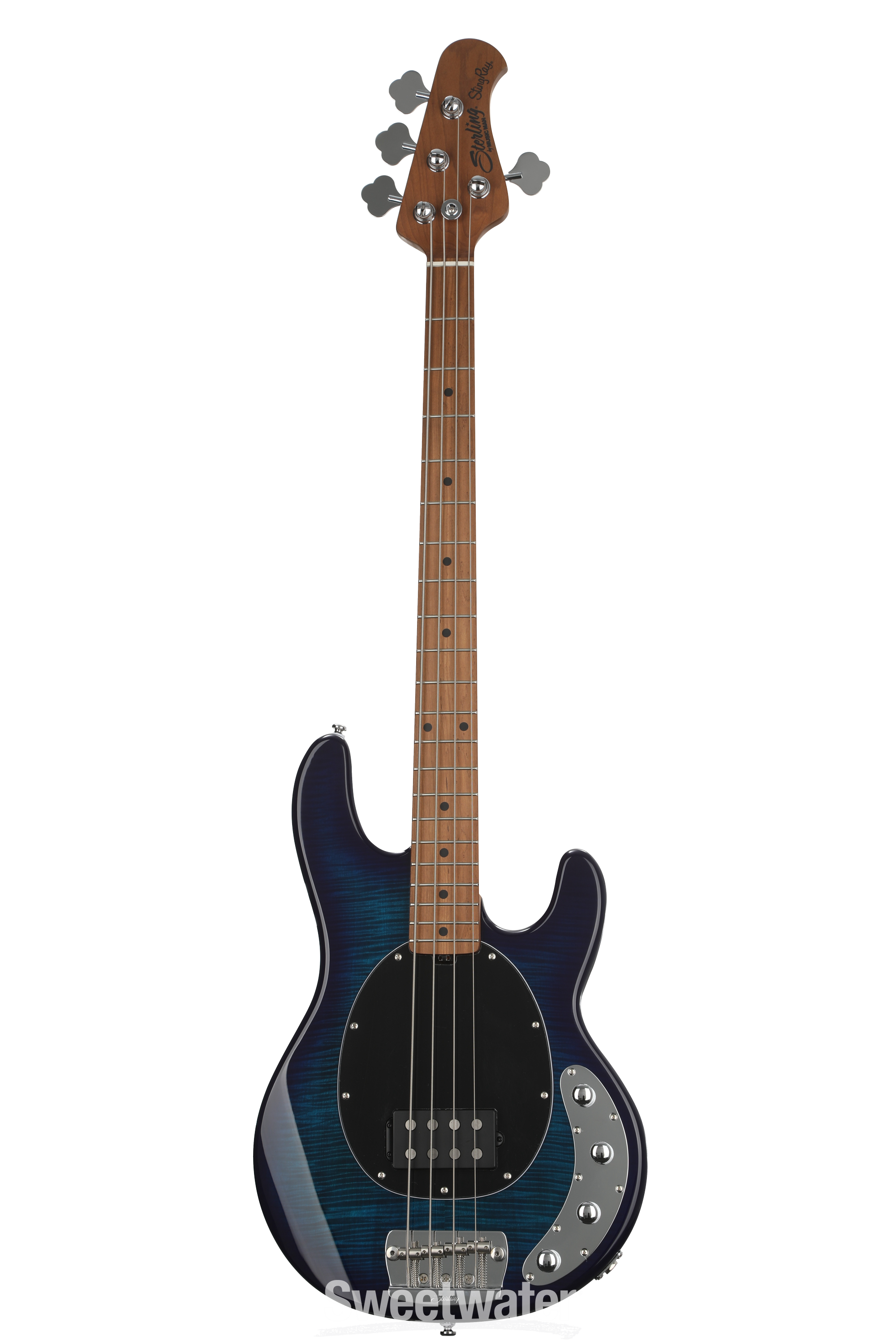 Sterling By Music Man StingRay RAY34FM Dent and Scratch Bass Guitar -  Neptune Blue