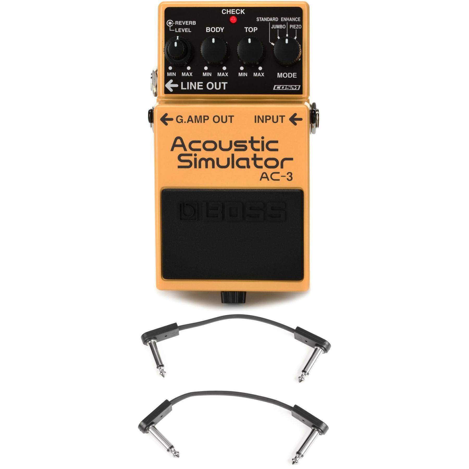 Boss AC-3 Acoustic Simulator Pedal with EBS Patch Cables