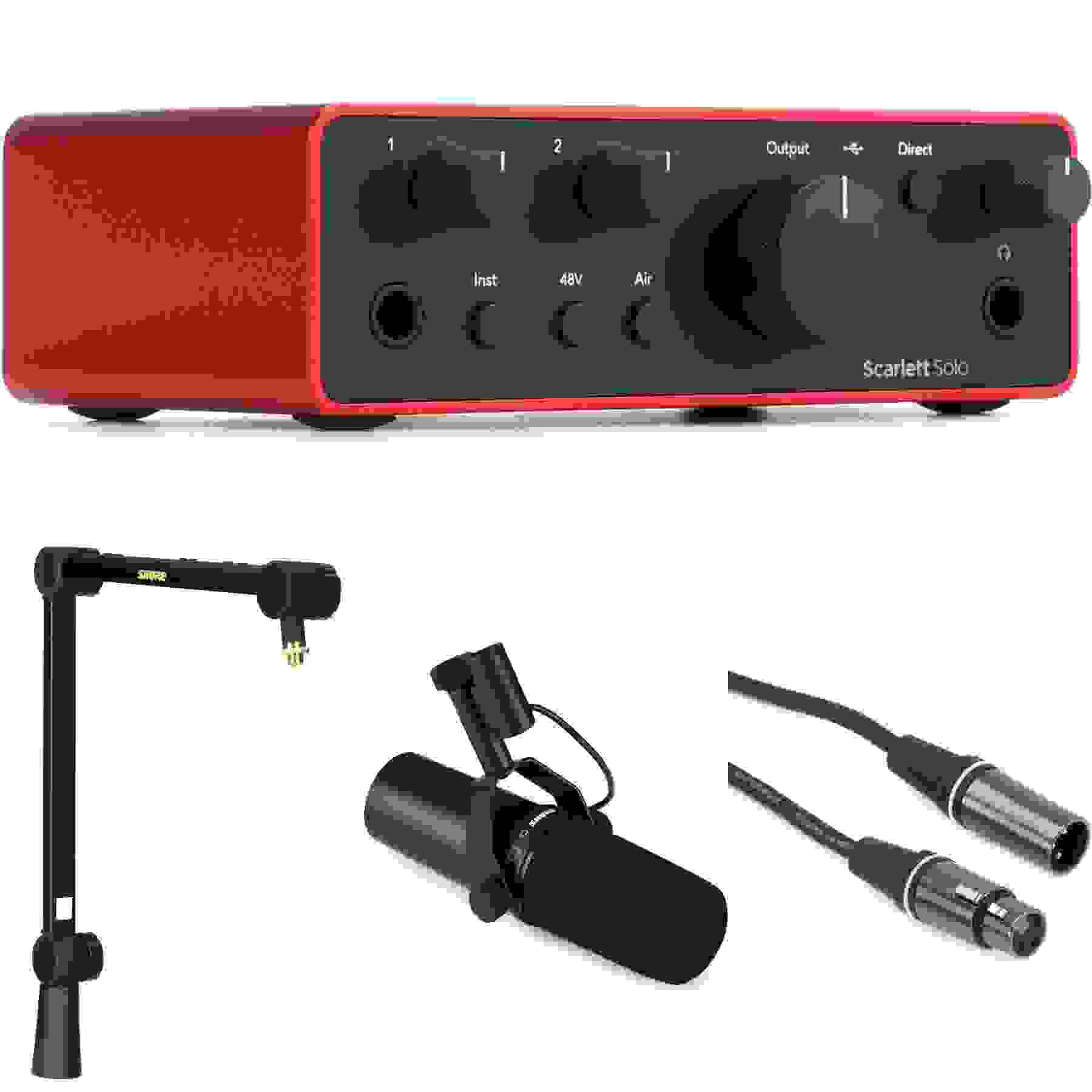 Focusrite Scarlett Solo 4th Gen USB Audio Interface and Shure SM7dB Microphone Podcasting Kit
