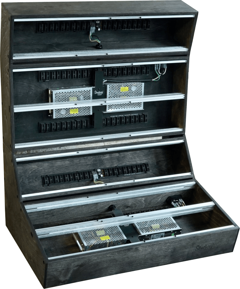Photo of Pittsburgh Modular Structure 744 Eurorack Case with Power Supply - Black Stained Baltic Birch Ply