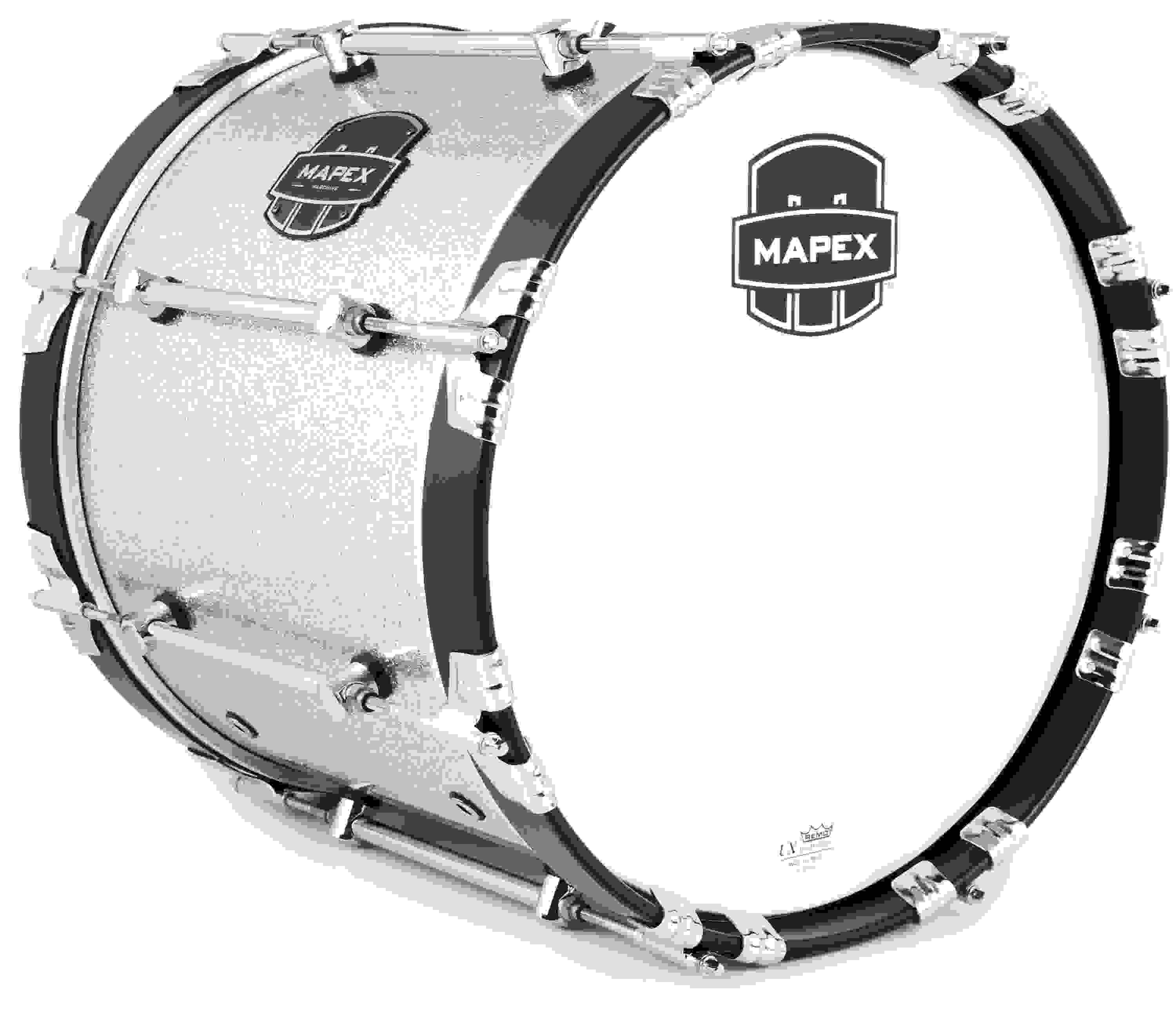 Mapex Quantum Mark II Marching Bass Drum - 14 inches x 16 inches, Silver Diamond Dazzle