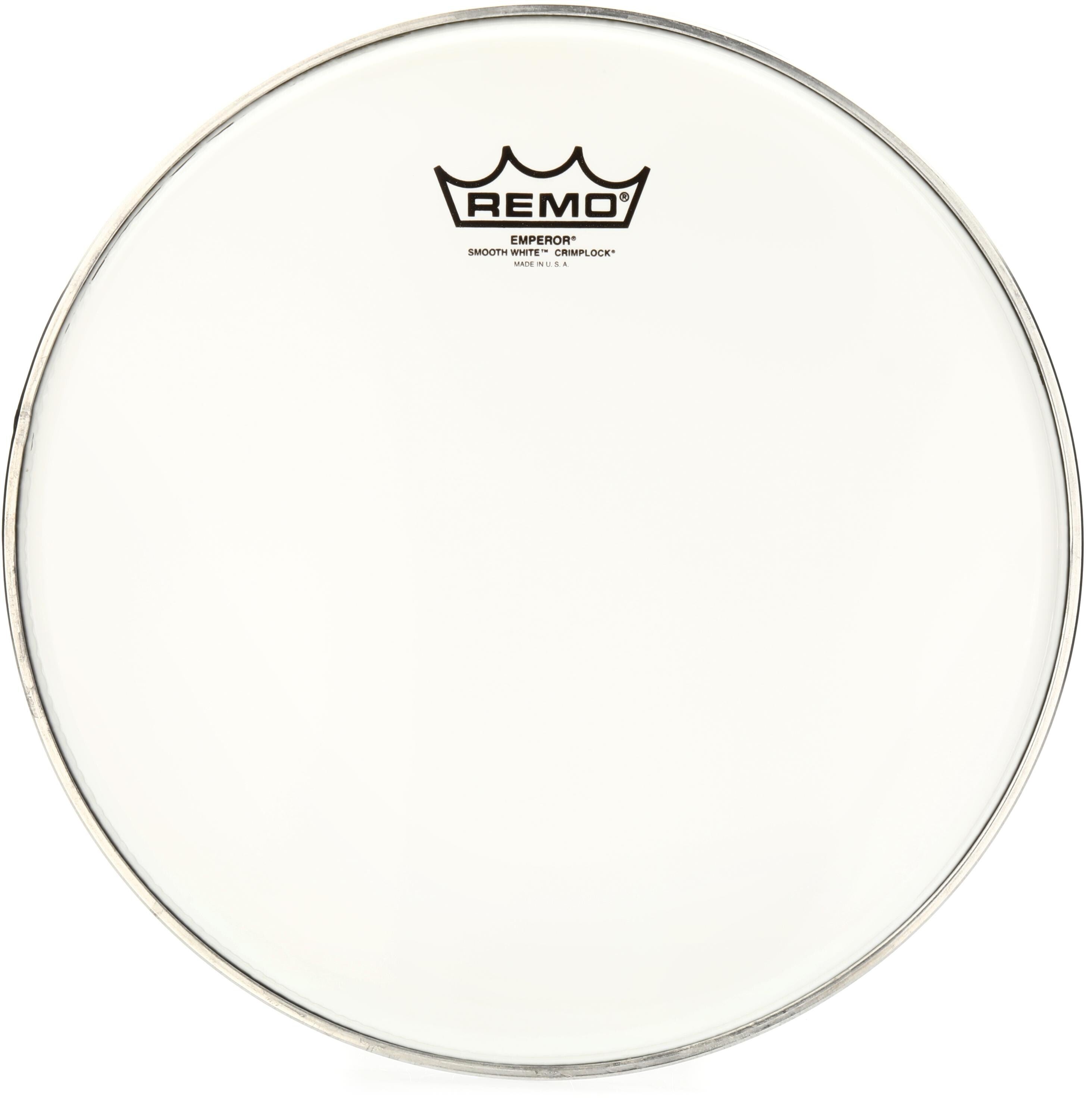 Photo of Remo Emperor Smooth White Crimplock Tenor Drumhead - 12-inch