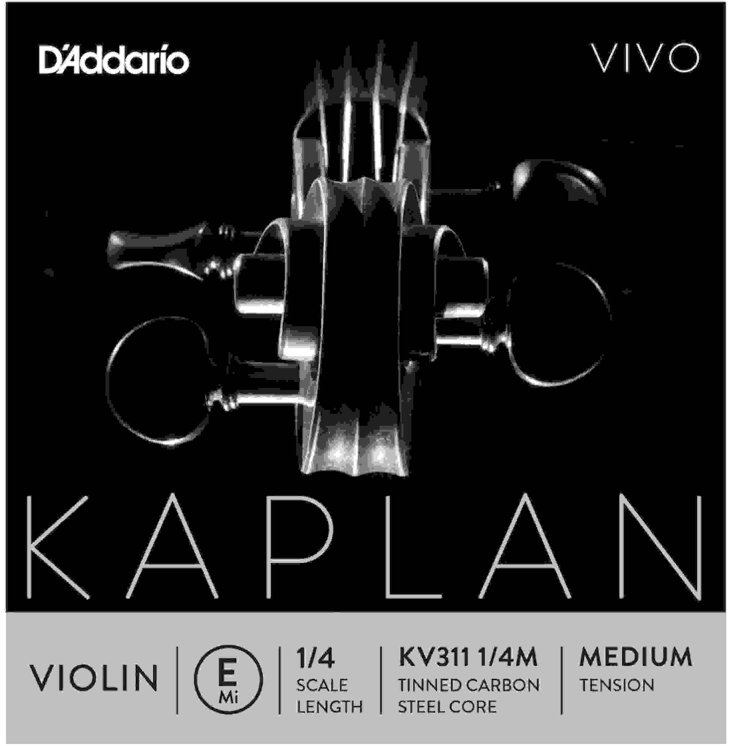 D'Addario KV311 Kaplan Vivo Violin E String - 1/4 Size