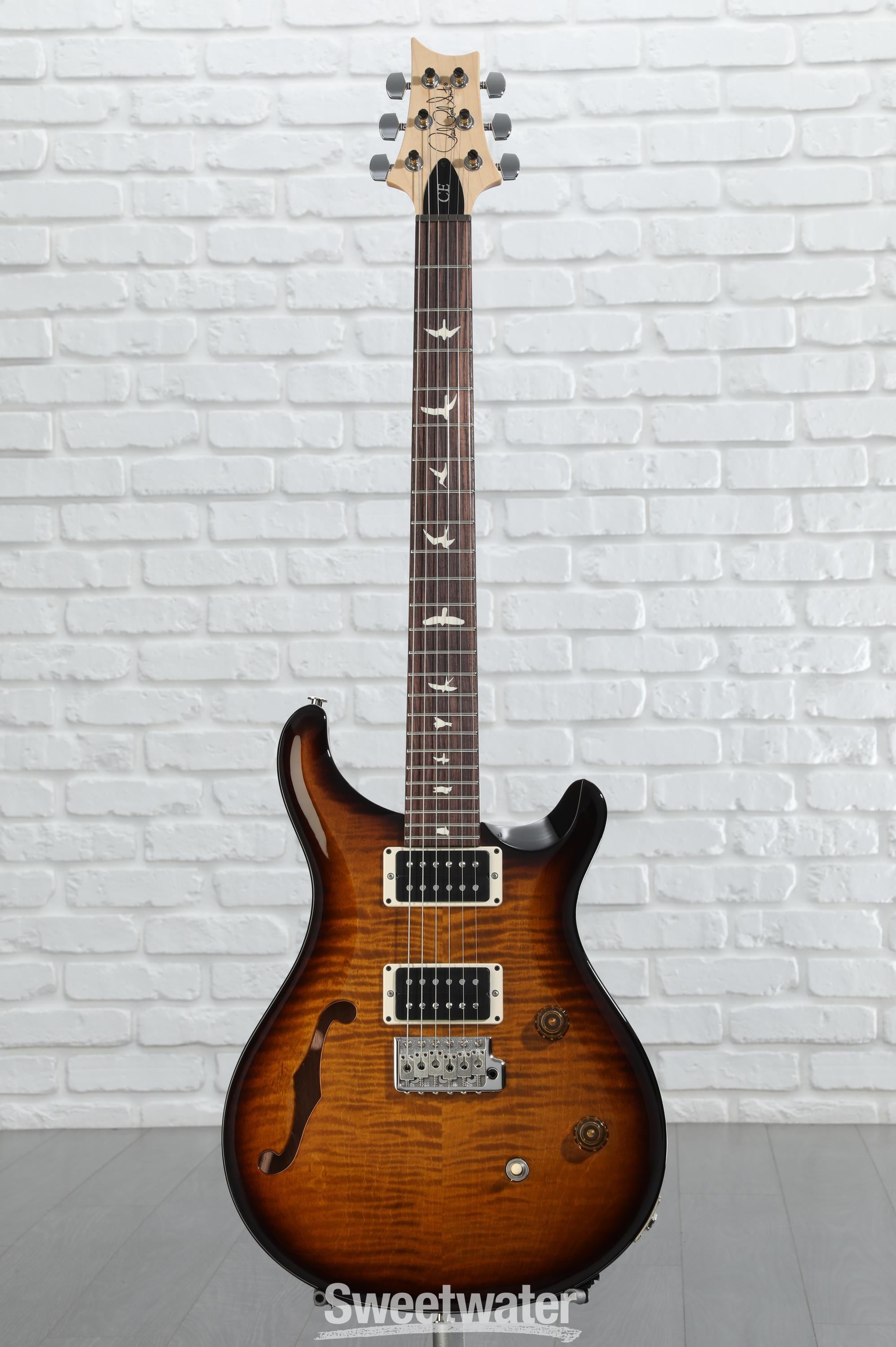 PRS CE 24 Semi-Hollow Electric Guitar - Black Amber | Sweetwater