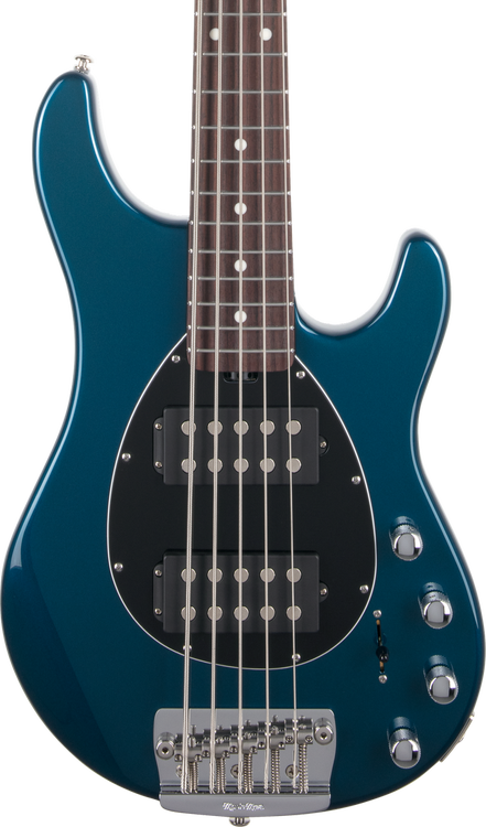 Ernie Ball Music Man Sterling 5 HH Bass Guitar - Vintage Blue Pearl with  Rosewood Fingerboard