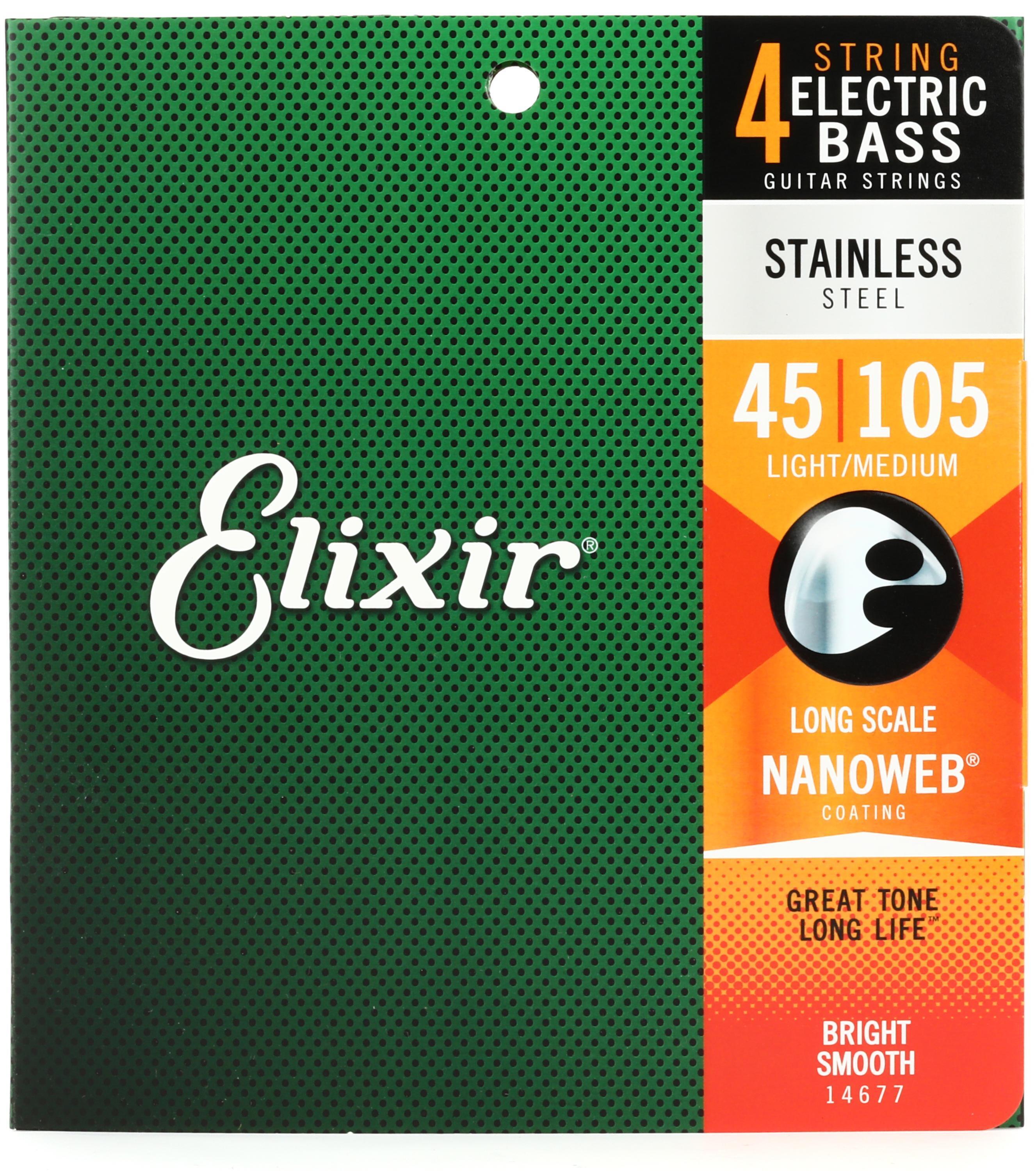 Elixir Nanoweb Medium Long-scale .045-105 « Corde basse électrique