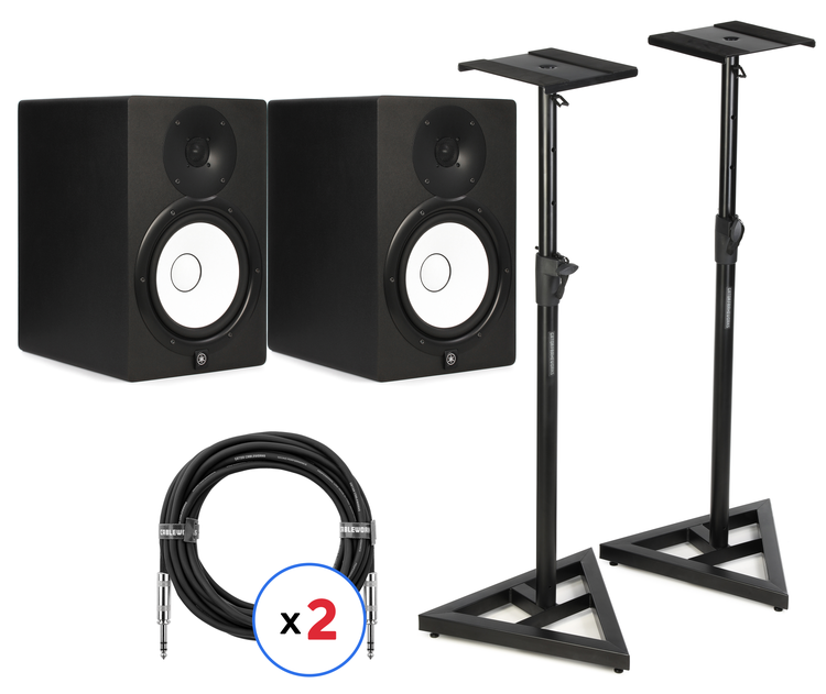 Yamaha HS8 8-inch Powered Studio Monitor Pair with Stands and Cables