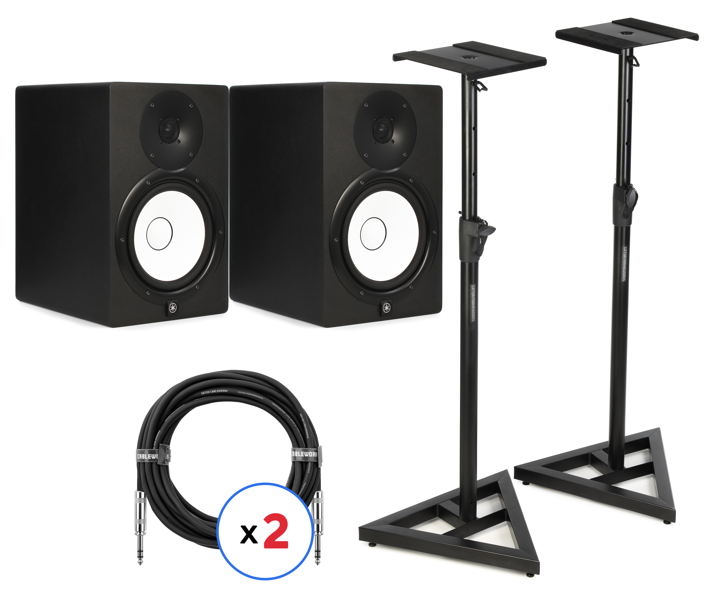 Yamaha HS8 8-inch Powered Studio Monitor Pair with Stands and
