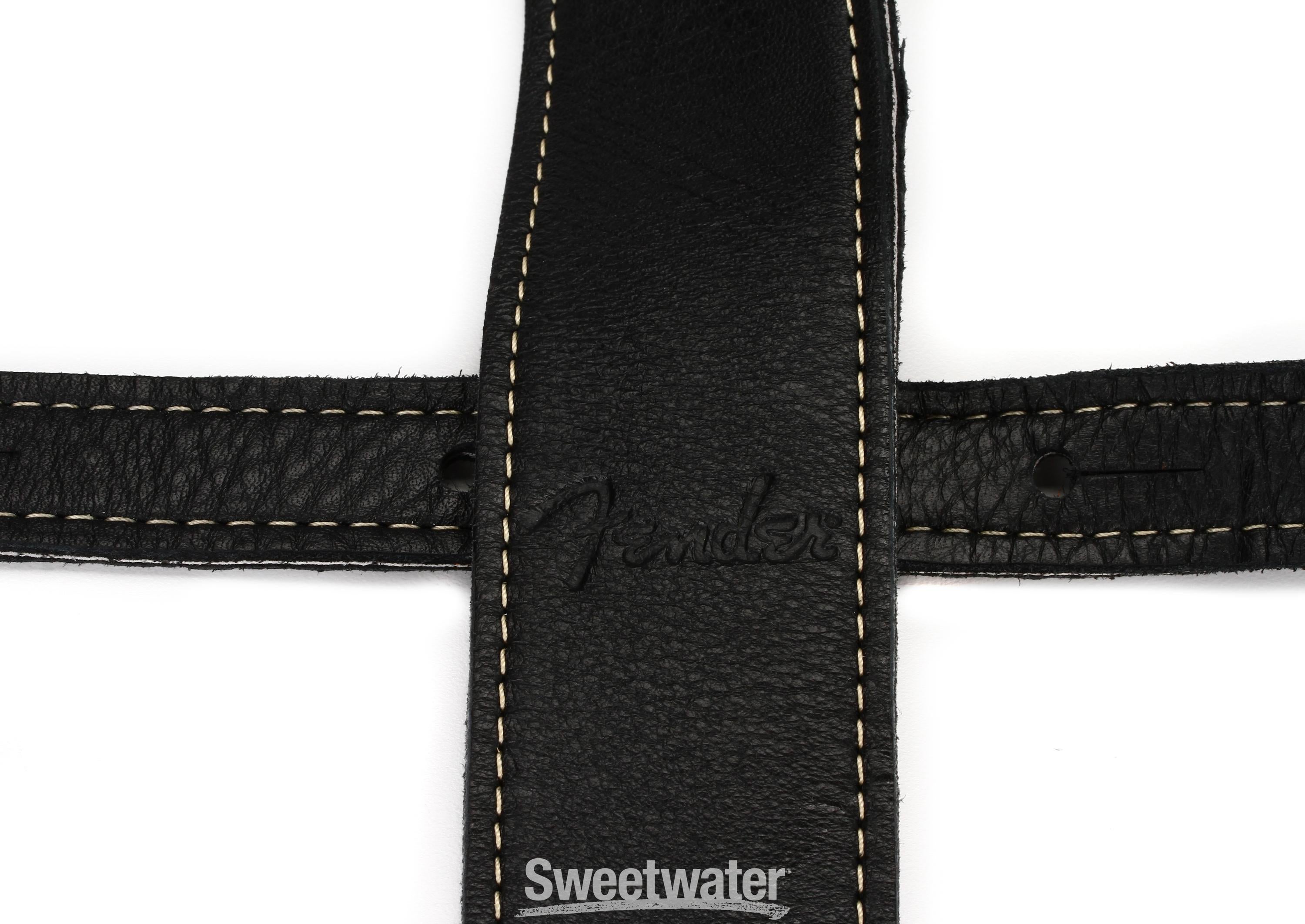 Fender ストラップ Artisan Crafted Leather Strap， 2 Black-