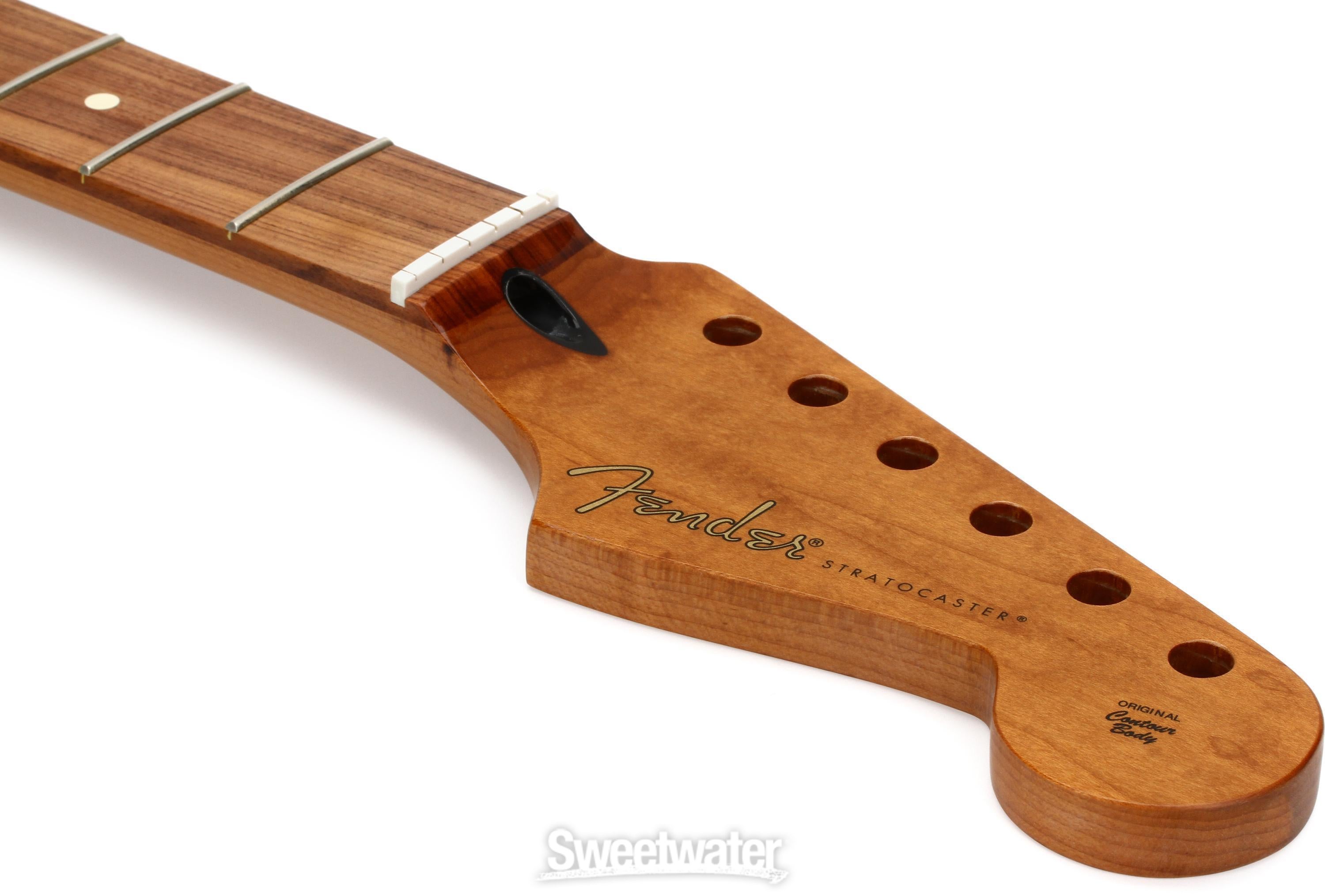 Fender Roasted Maple Flat Oval Stratocaster Neck - Pau Ferro Fingerboard |  Sweetwater