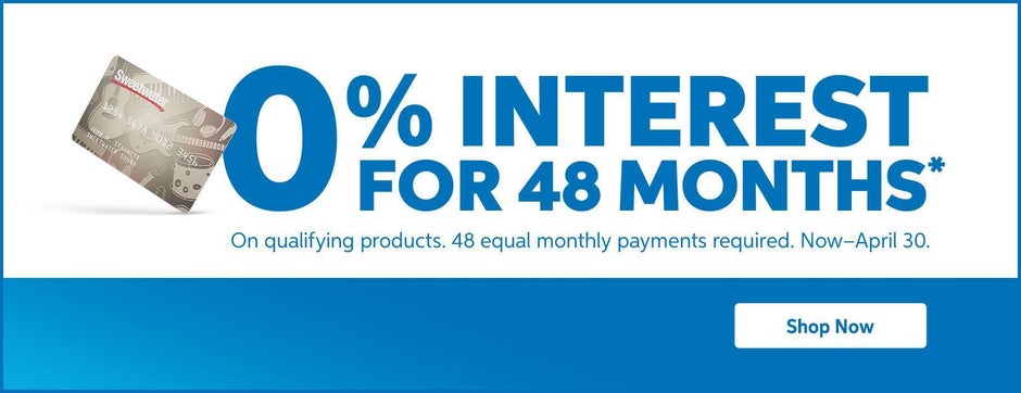 0% Interest 48 Month Financing, Now thru April 30