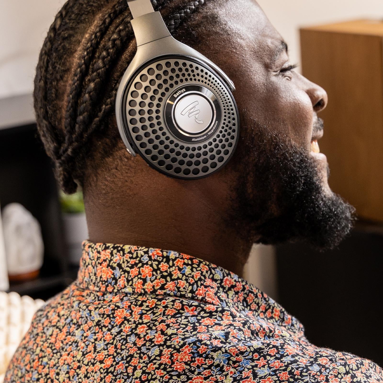 Man wearing studio headphones