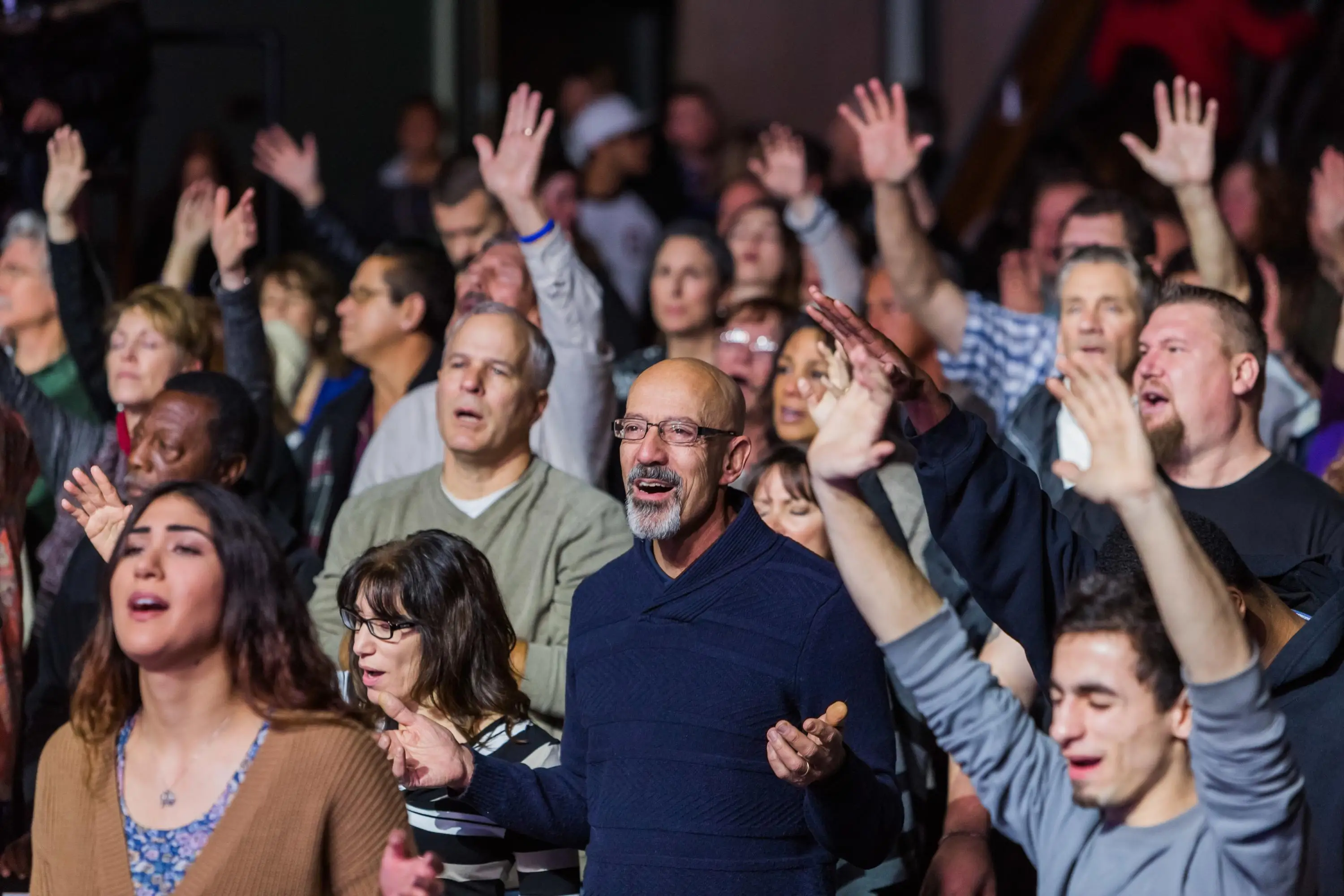 Congregation enjoying a worship band